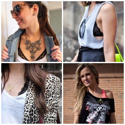 camisa com top de renda